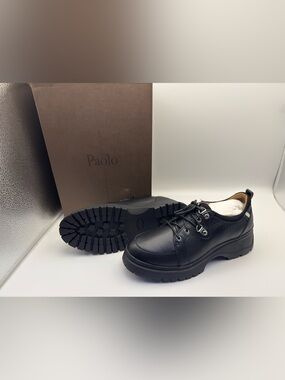 Linea Paolo Rielo-L Black Leather Lug Sole Oxford Shoes Women’s 8.5 NIB